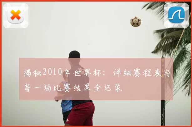 揭秘2010年世界杯：详细赛程表与每一场比赛结果全记录